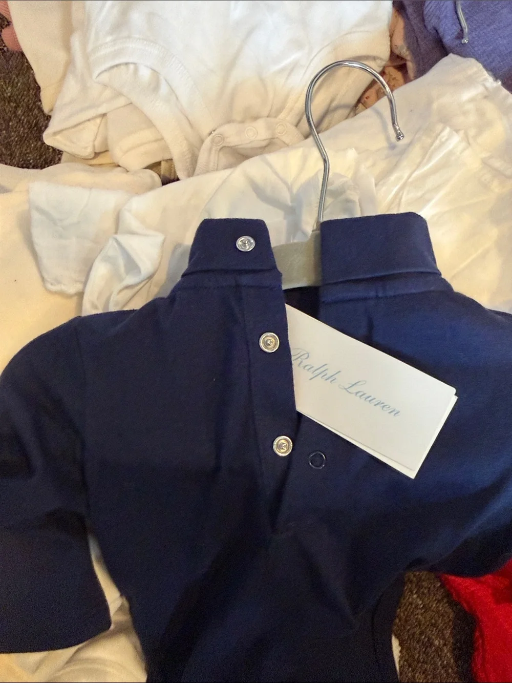 Ralph Lauren baby Navy Long-Sleeve Turtleneck Bodysuit 3m new with tags